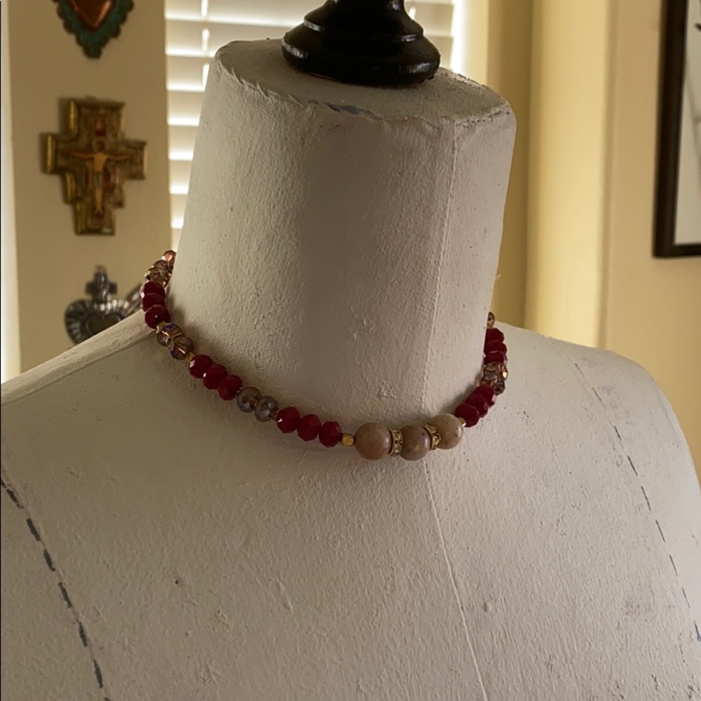 NWT Leather love necklace with bead pulley
